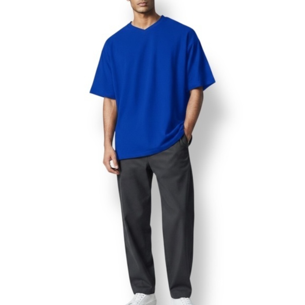 4/$20 John Ashford JA Blue V Neck Tee Shirt Small Soft Cotton Blend NWT
